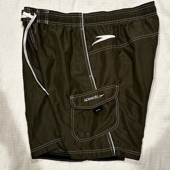 Y2k Speedo Dark Green Board Shorts Quick-Drying Swimwear - Picture 1 of 4